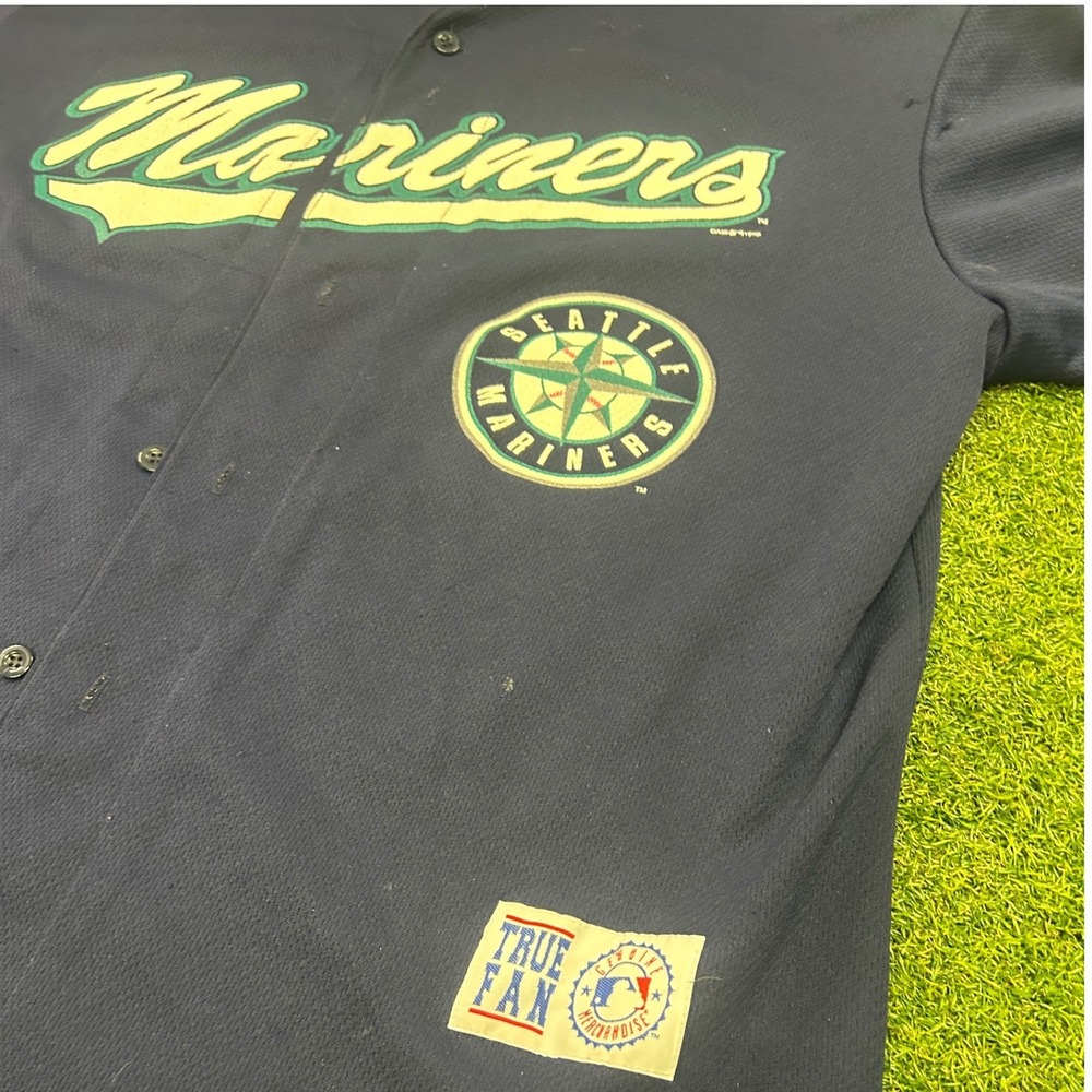 Vintage 1999 Ken Griffey Jr Seattle Mariners Jersey True Fan Navy Blue XL MLB - Picture 2 of 7
